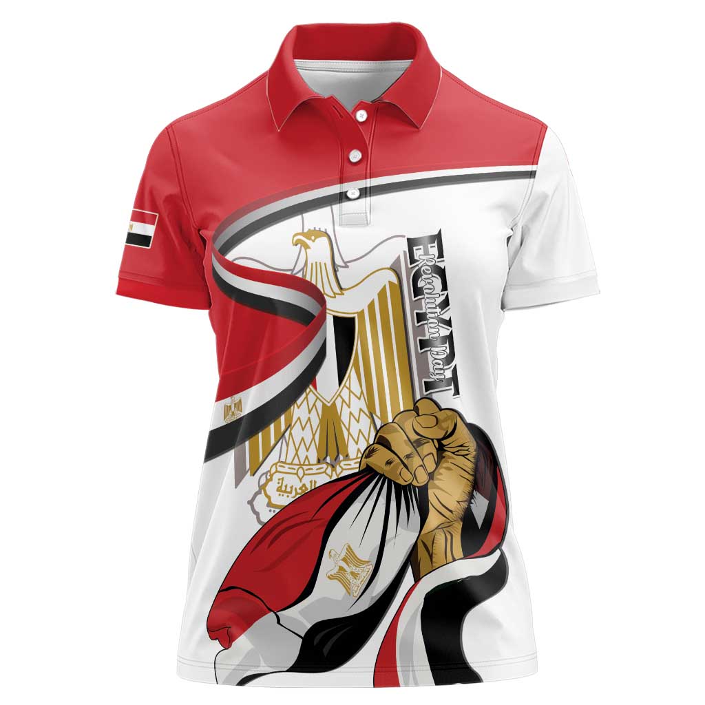 Personalized Egypt Revolution Day Women Polo Shirt Coat Of Arms With Flag
