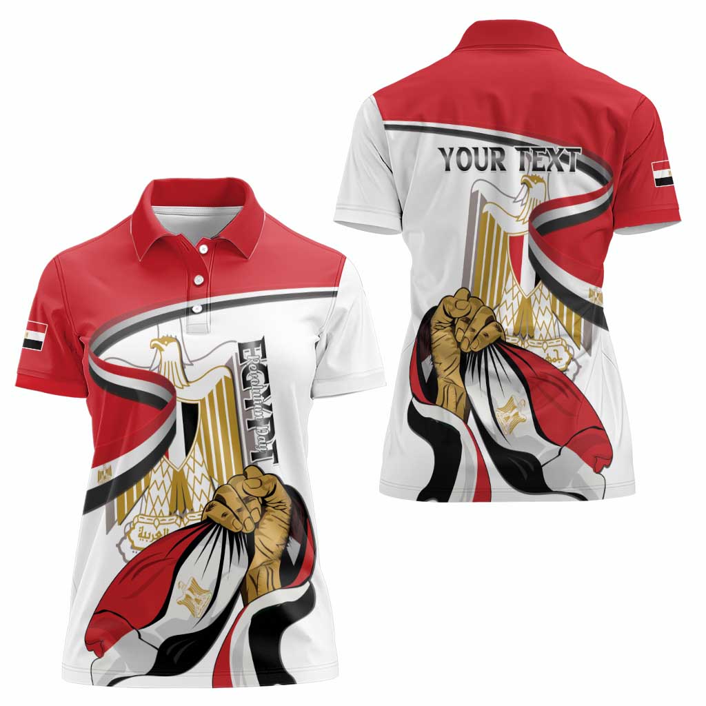 Personalized Egypt Revolution Day Women Polo Shirt Coat Of Arms With Flag