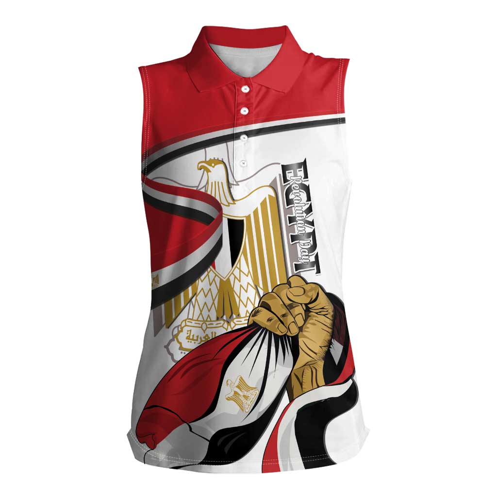 Personalized Egypt Revolution Day Women Sleeveless Polo Shirt Coat Of Arms With Flag