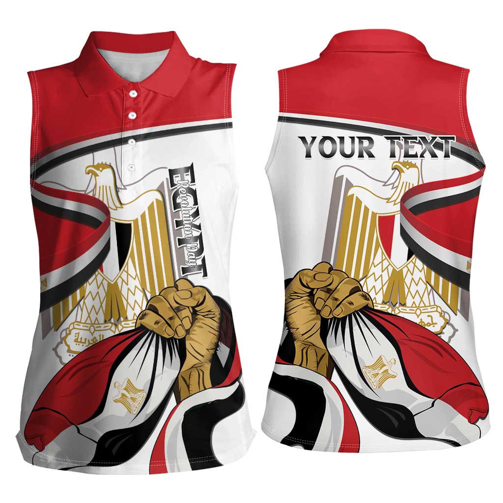 Personalized Egypt Revolution Day Women Sleeveless Polo Shirt Coat Of Arms With Flag