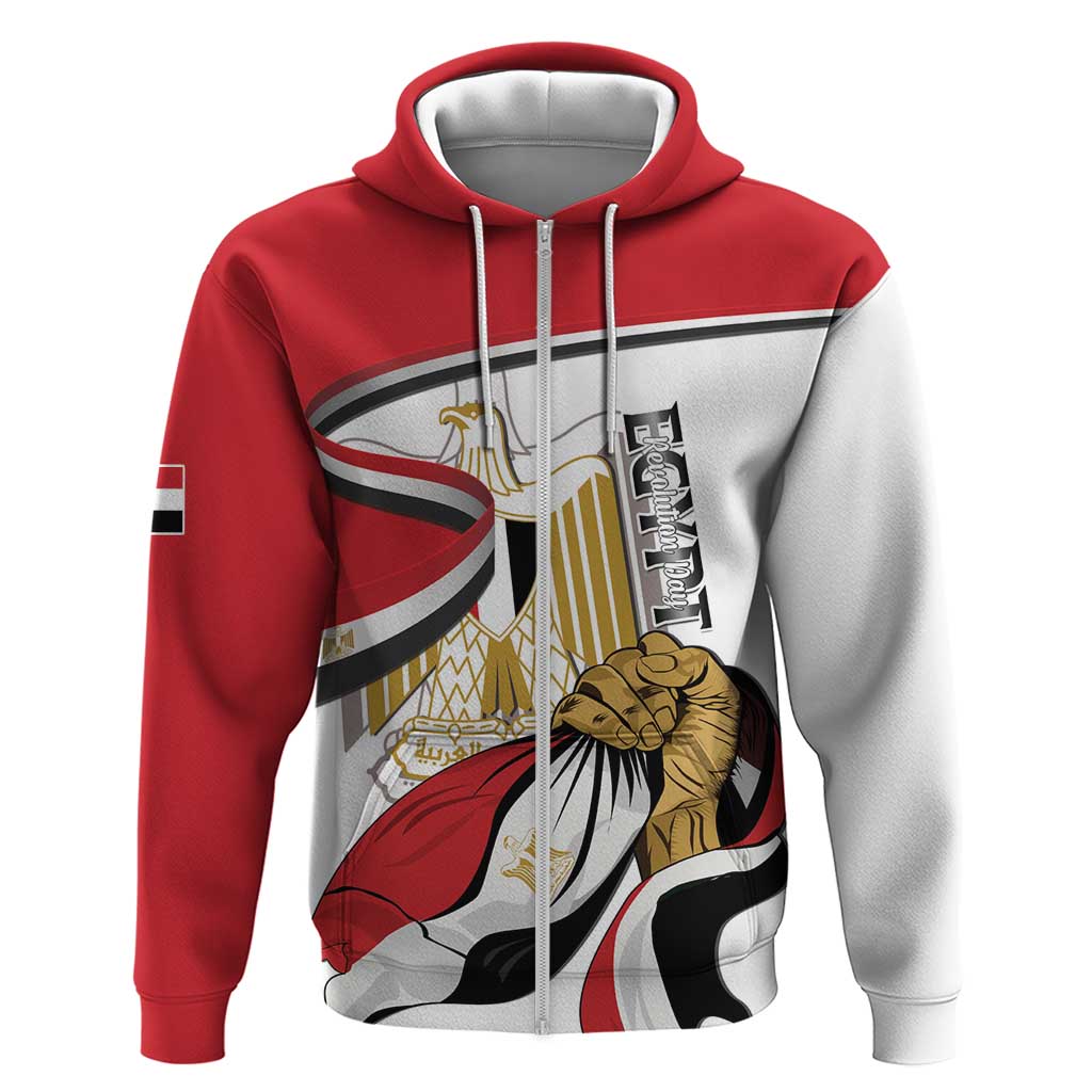 Personalized Egypt Revolution Day Zip Hoodie Coat Of Arms With Flag
