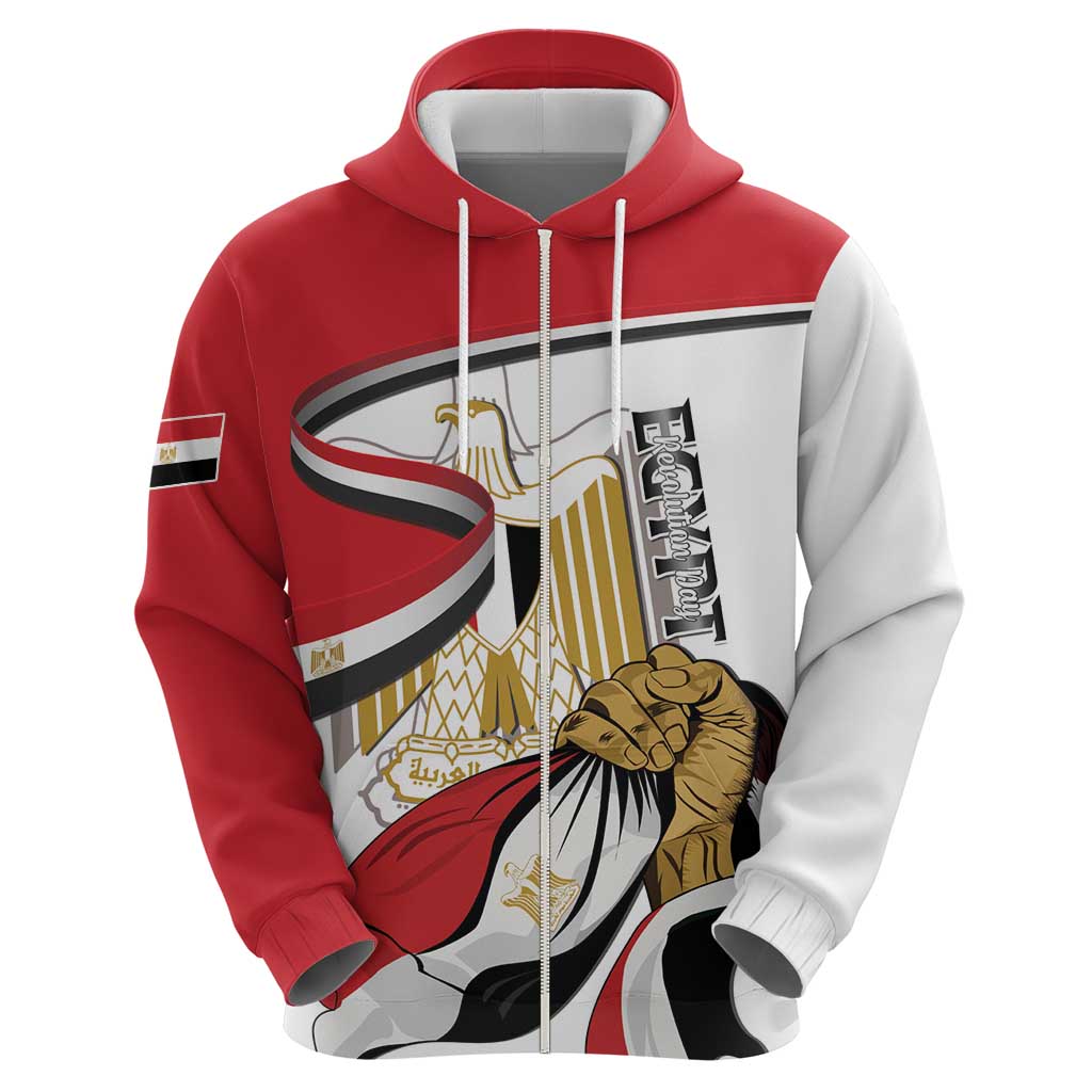 Personalized Egypt Revolution Day Zip Hoodie Coat Of Arms With Flag