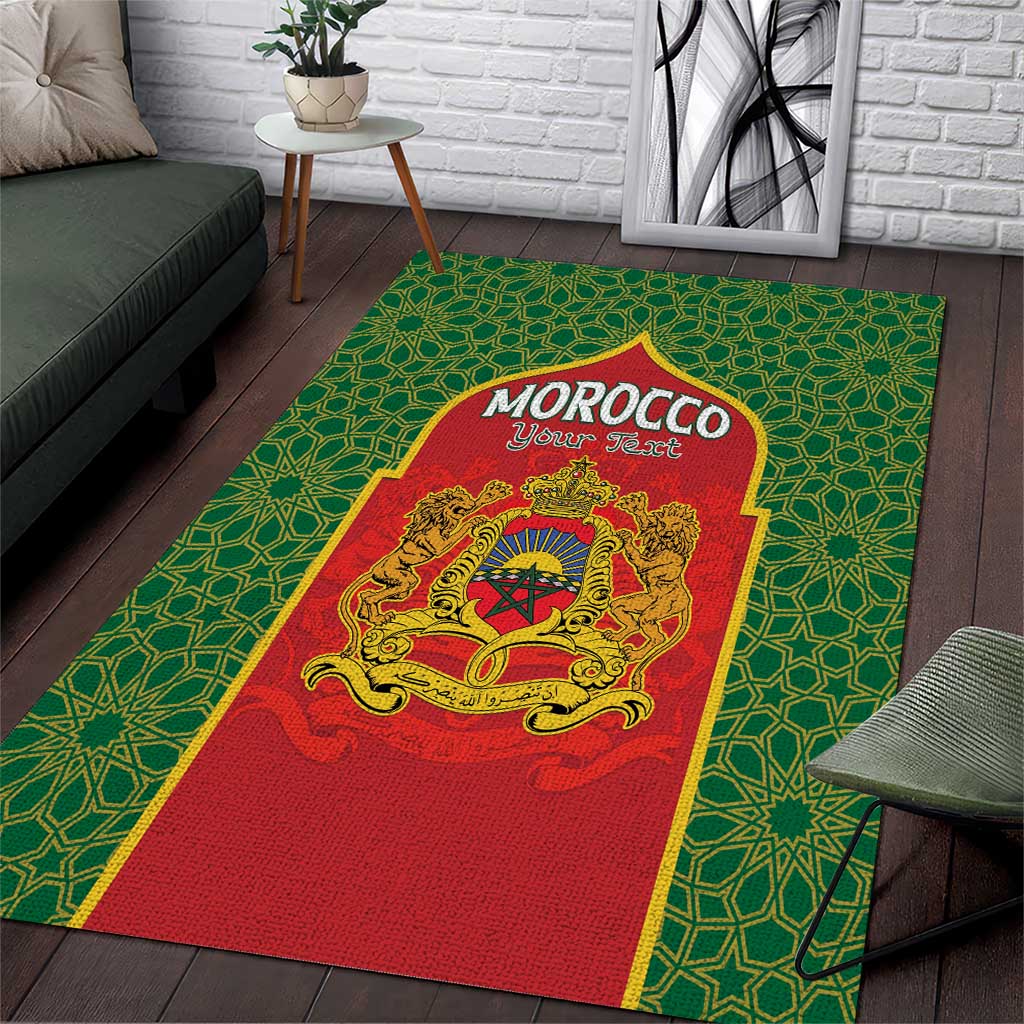 Personalized Morocco Throne Day Area Rug King Lion Coat Of Arms