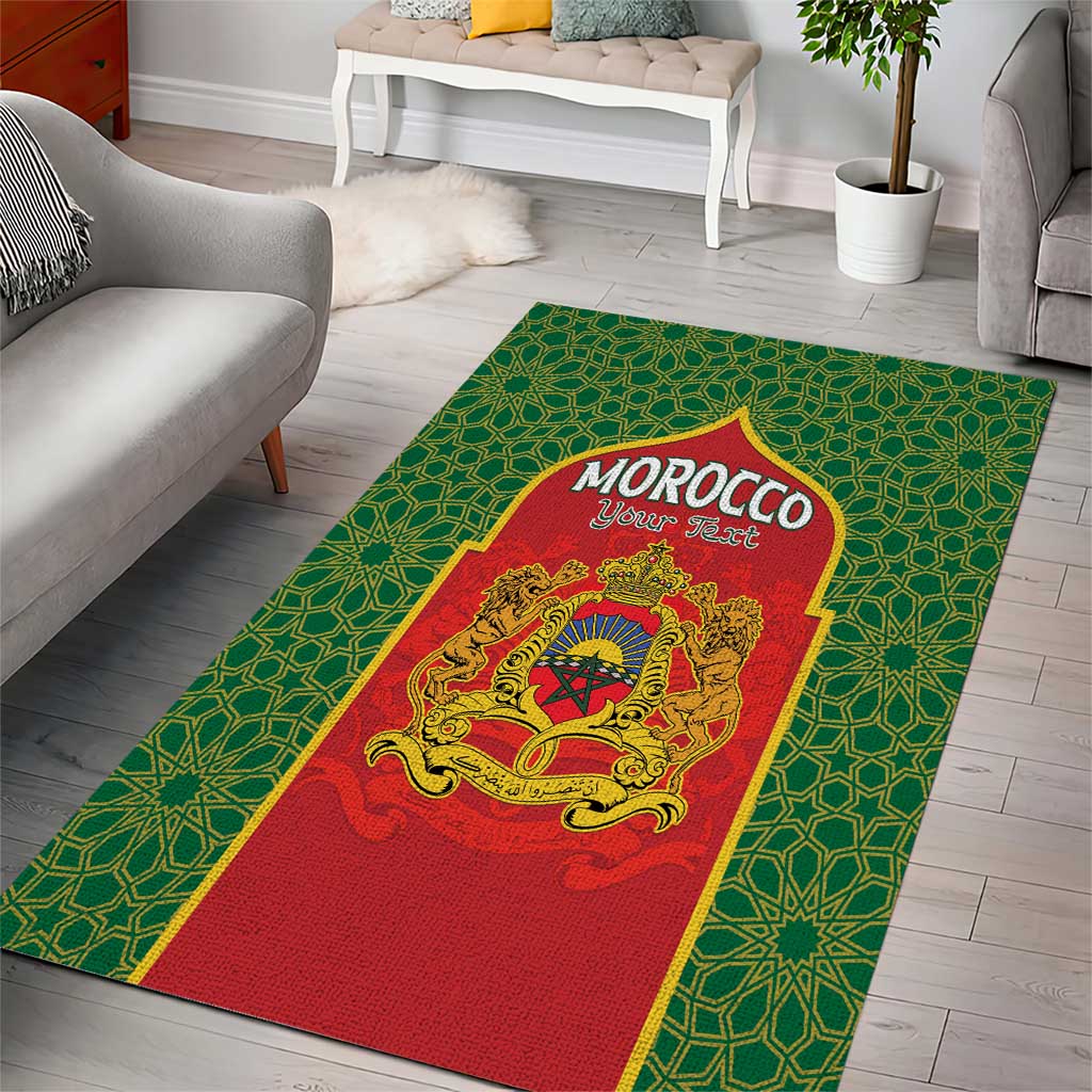 Personalized Morocco Throne Day Area Rug King Lion Coat Of Arms