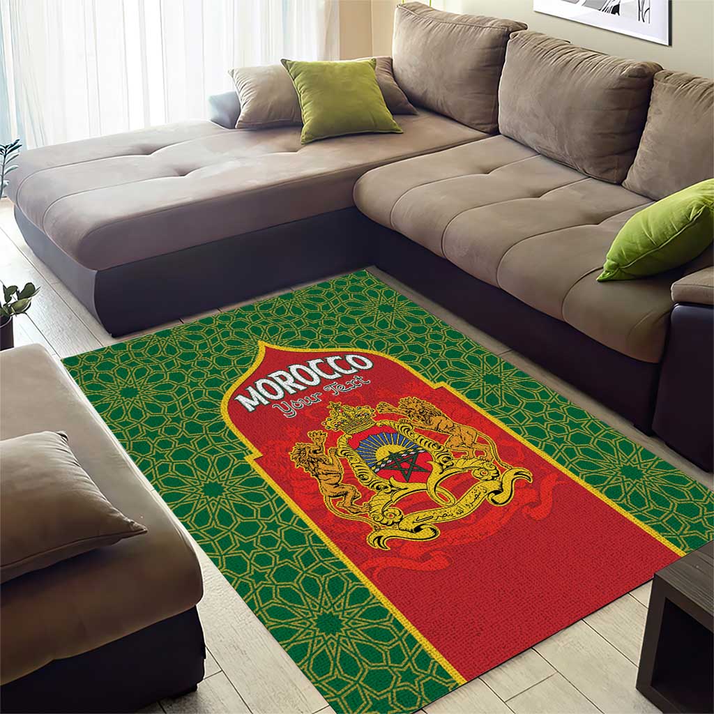 Personalized Morocco Throne Day Area Rug King Lion Coat Of Arms