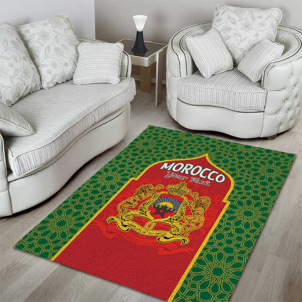 Personalized Morocco Throne Day Area Rug King Lion Coat Of Arms