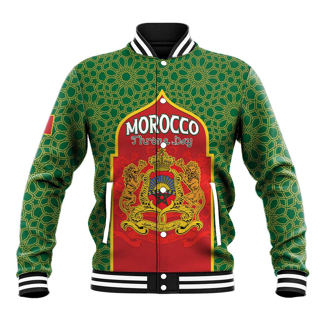 Personalized Morocco Throne Day Baseball Jacket King Lion Coat Of Arms