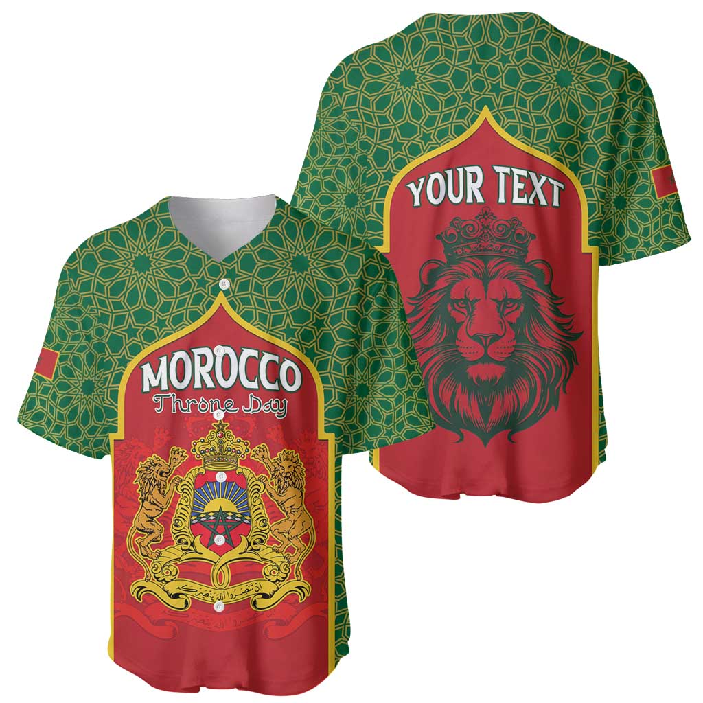 Personalized Morocco Throne Day Baseball Jersey King Lion Coat Of Arms