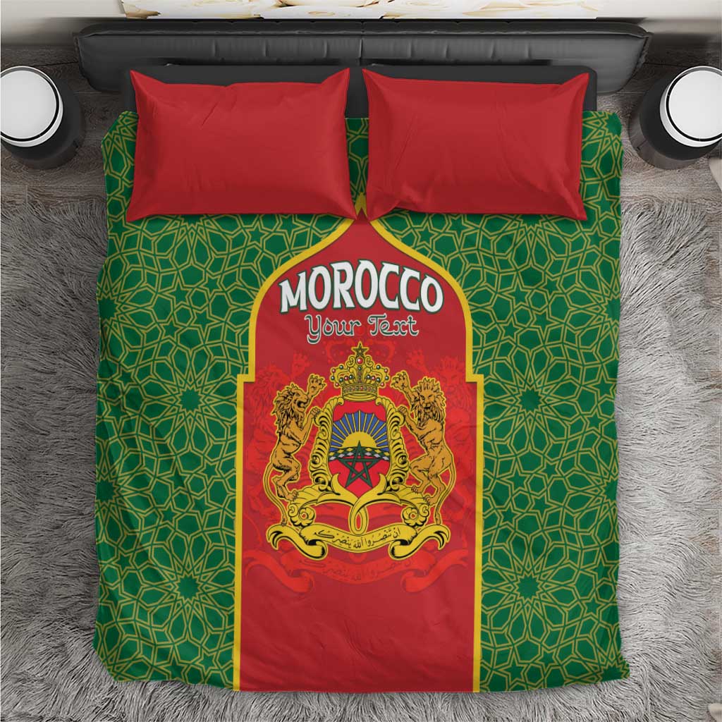 Personalized Morocco Throne Day Bedding Set King Lion Coat Of Arms