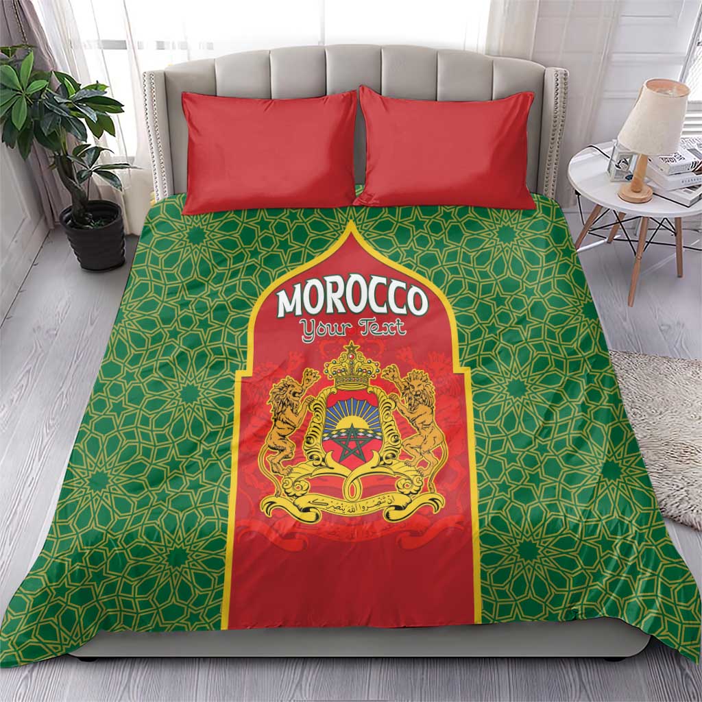 Personalized Morocco Throne Day Bedding Set King Lion Coat Of Arms