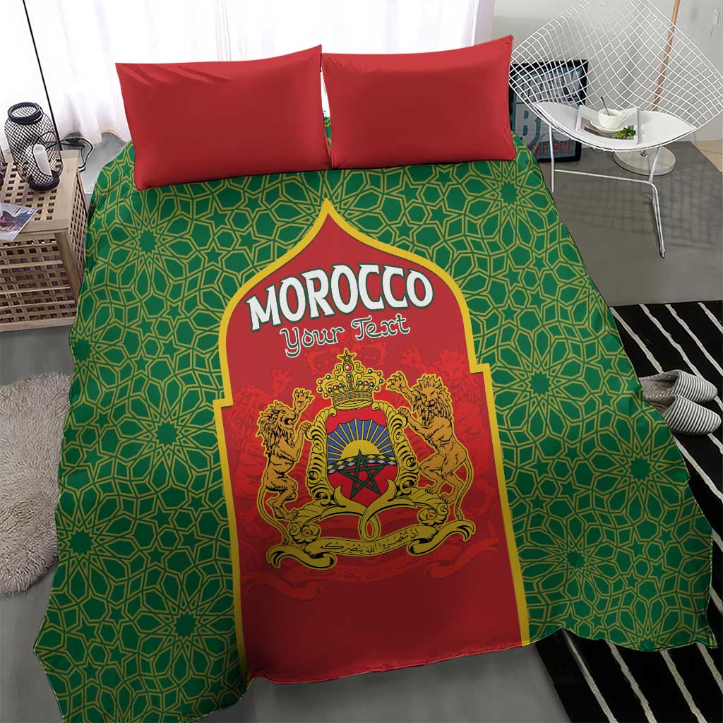 Personalized Morocco Throne Day Bedding Set King Lion Coat Of Arms