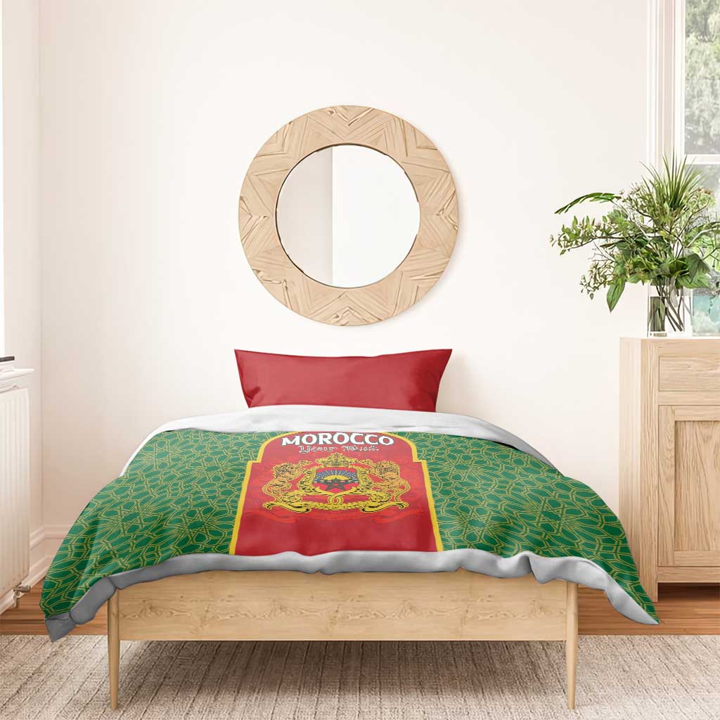Personalized Morocco Throne Day Bedding Set King Lion Coat Of Arms