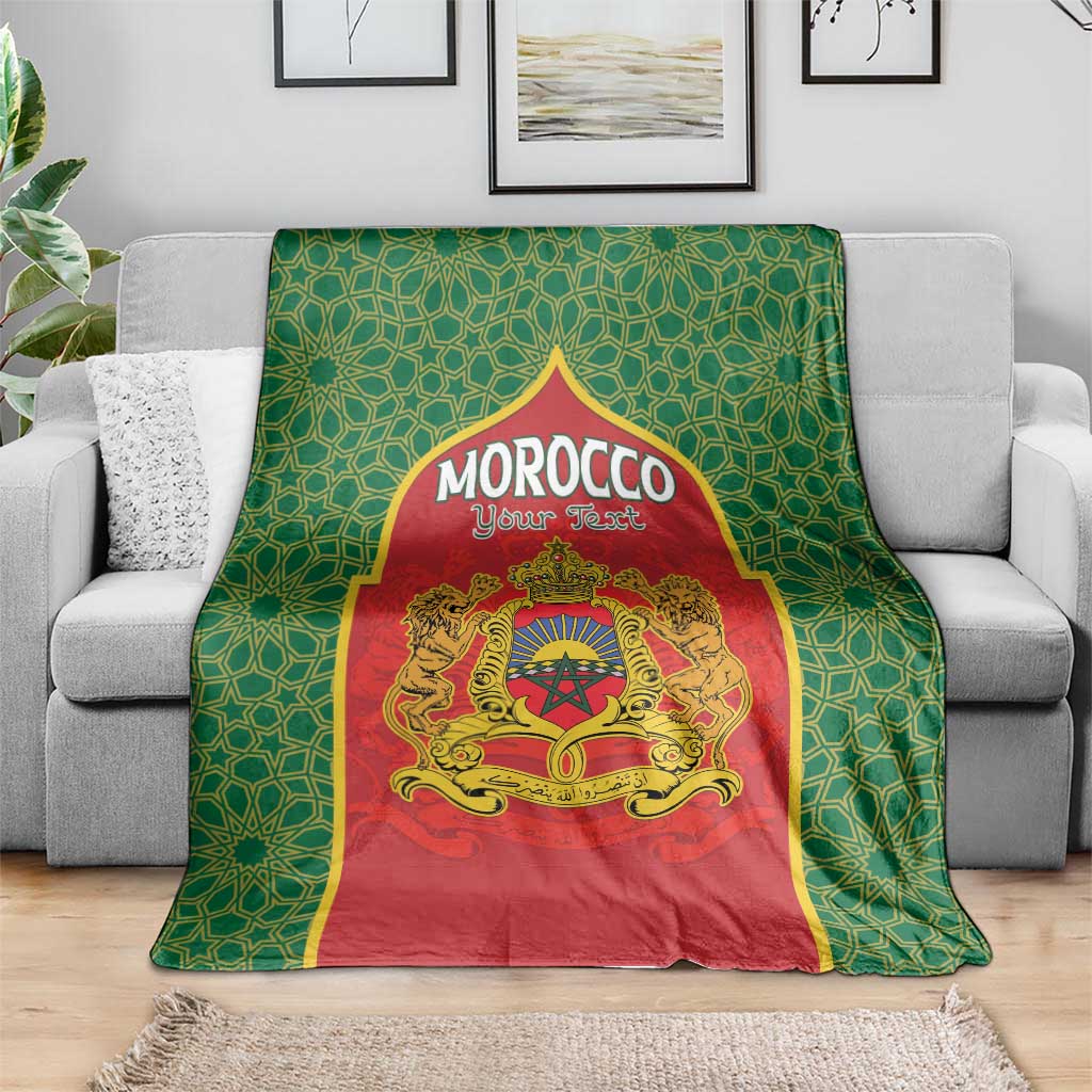Personalized Morocco Throne Day Blanket King Lion Coat Of Arms