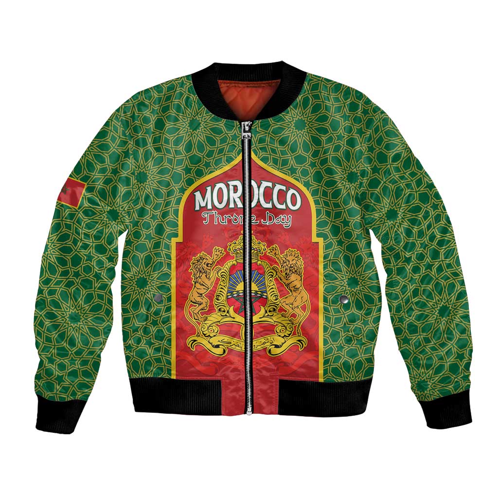 Personalized Morocco Throne Day Bomber Jacket King Lion Coat Of Arms