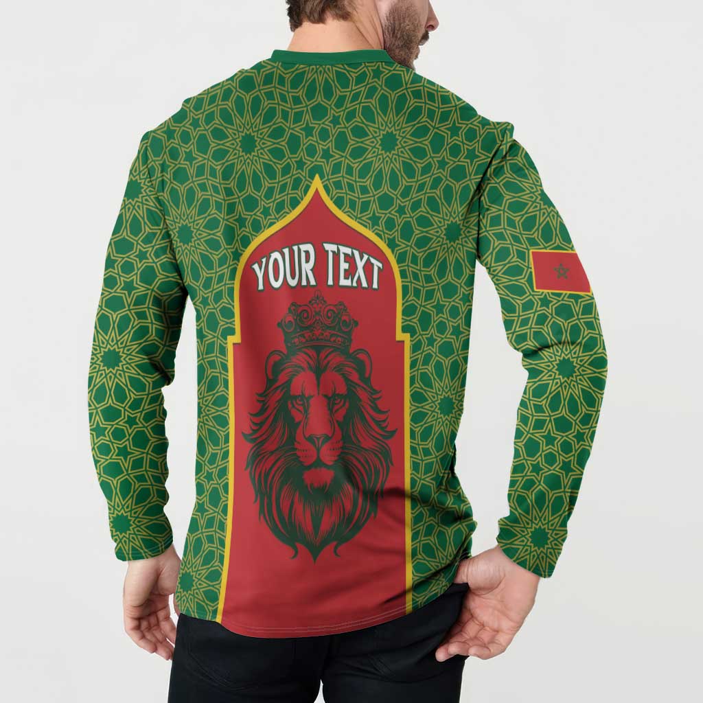 Personalized Morocco Throne Day Button Sweatshirt King Lion Coat Of Arms