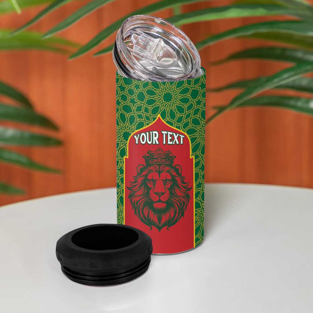 Personalized Morocco Throne Day 4 in 1 Can Cooler Tumbler King Lion Coat Of Arms