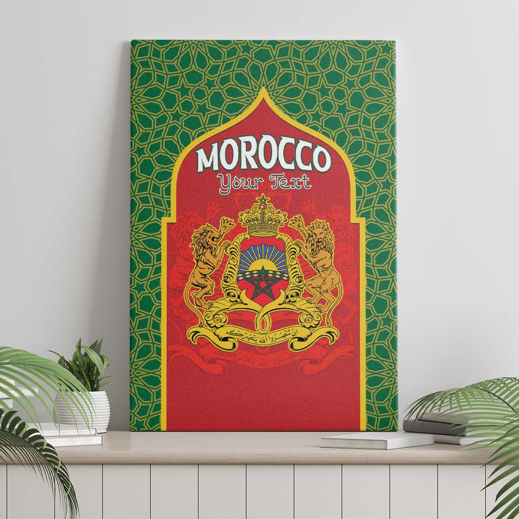 Personalized Morocco Throne Day Canvas Wall Art King Lion Coat Of Arms