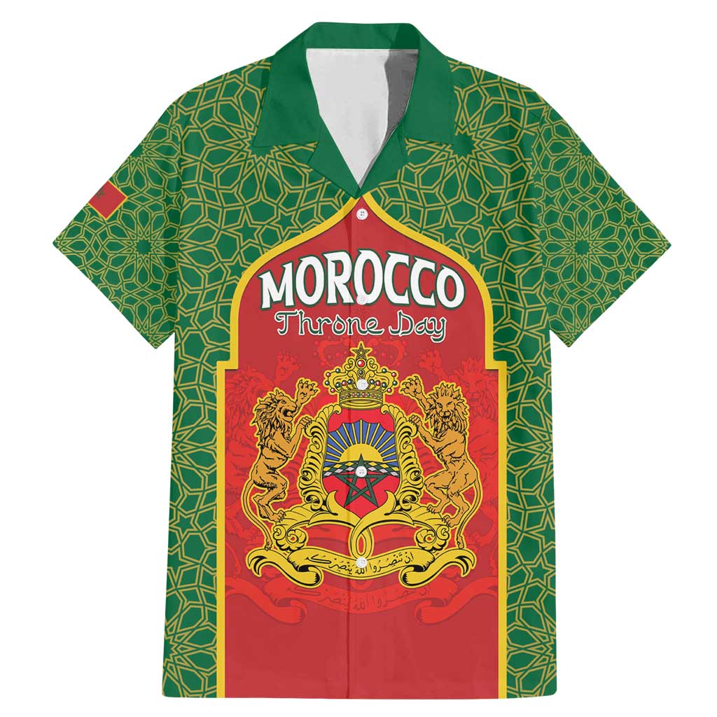 Personalized Morocco Throne Day Family Matching Mermaid Dress and Hawaiian Shirt King Lion Coat Of Arms