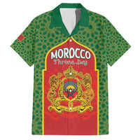 Personalized Morocco Throne Day Family Matching Off Shoulder Maxi Dress and Hawaiian Shirt King Lion Coat Of Arms