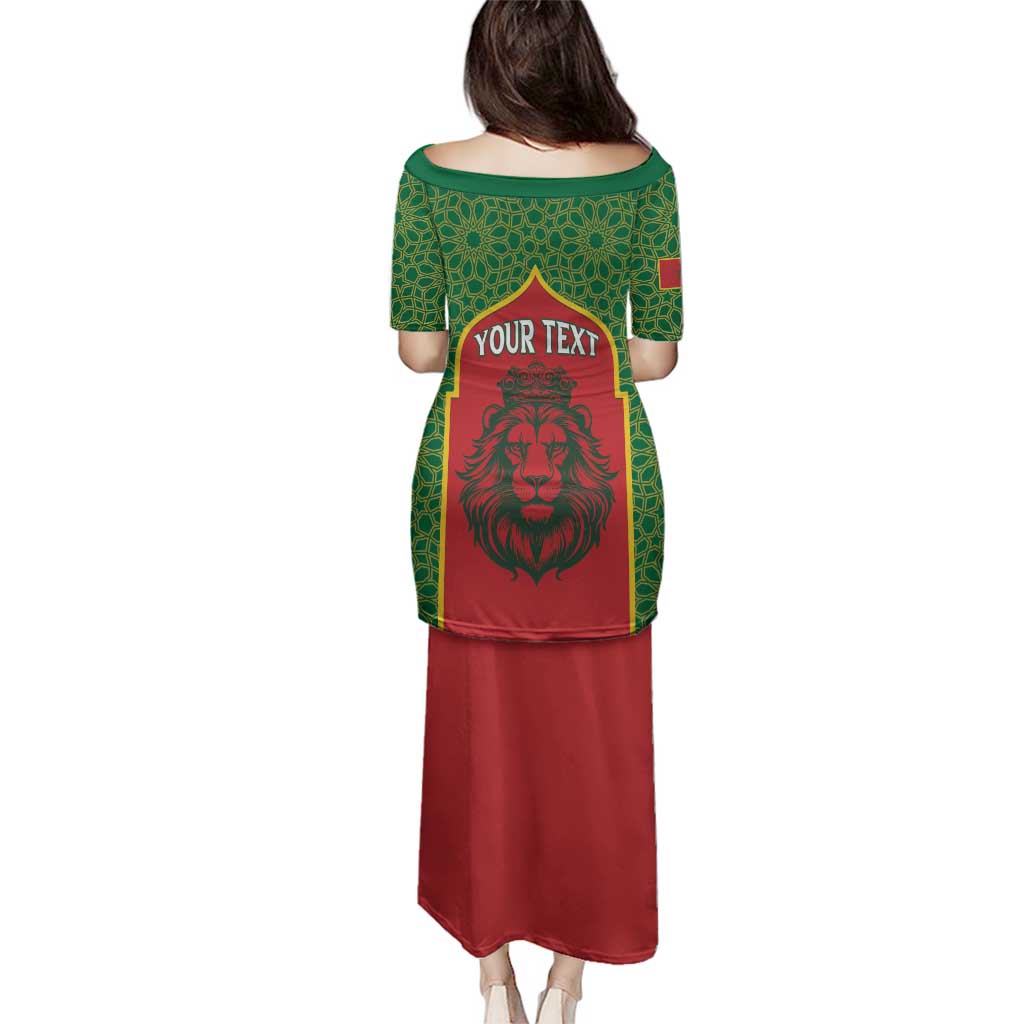 Personalized Morocco Throne Day Family Matching Puletasi and Hawaiian Shirt King Lion Coat Of Arms