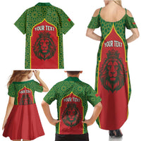 Personalized Morocco Throne Day Family Matching Summer Maxi Dress and Hawaiian Shirt King Lion Coat Of Arms