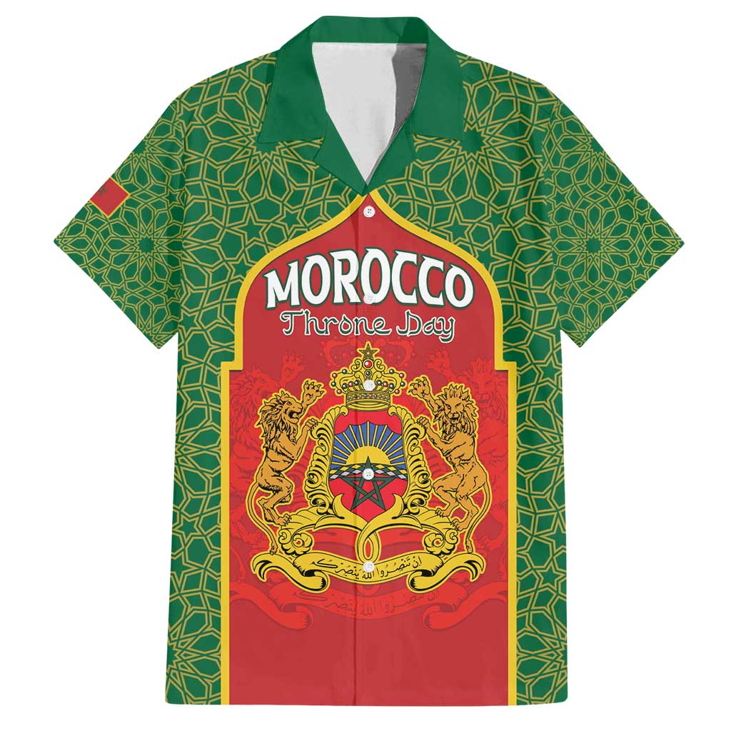 Personalized Morocco Throne Day Family Matching Summer Maxi Dress and Hawaiian Shirt King Lion Coat Of Arms