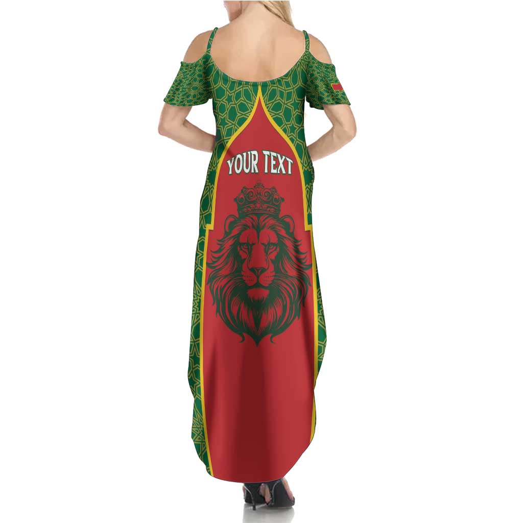 Personalized Morocco Throne Day Family Matching Summer Maxi Dress and Hawaiian Shirt King Lion Coat Of Arms