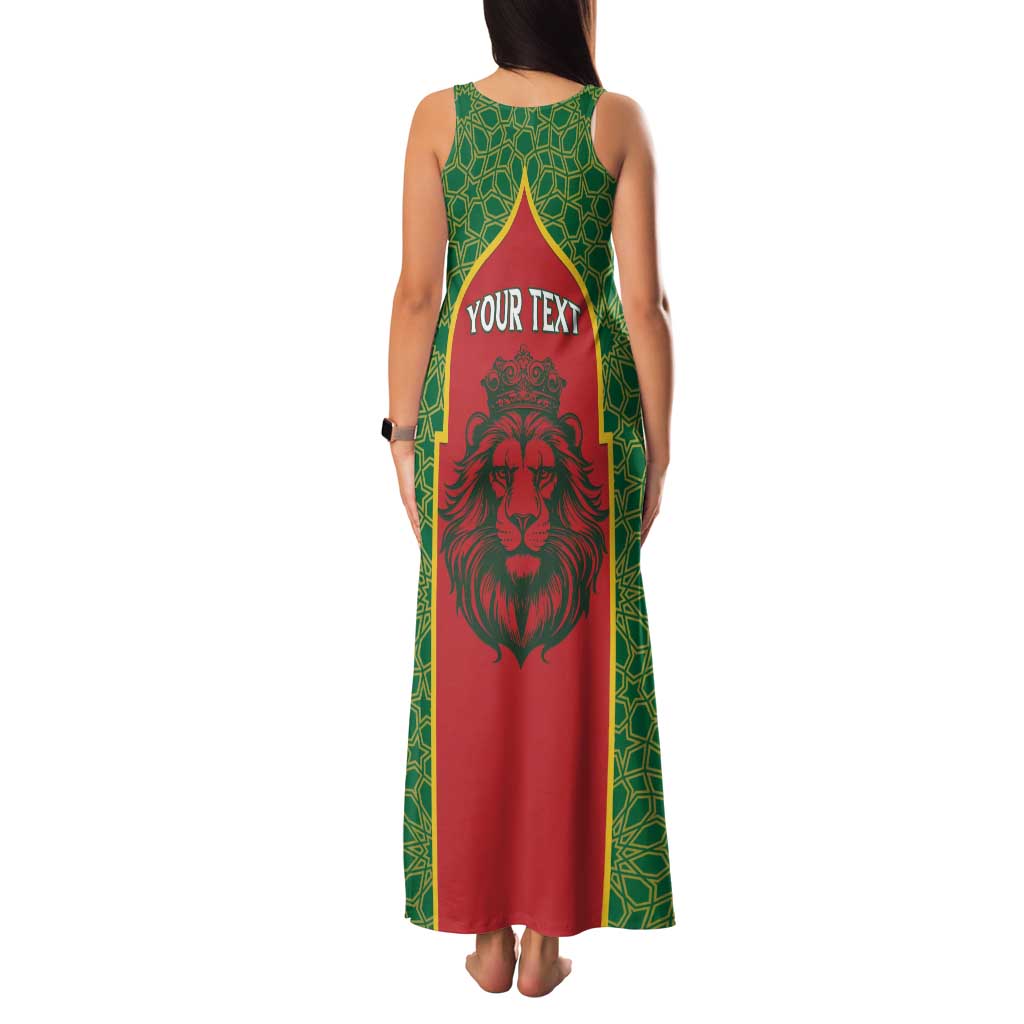 Personalized Morocco Throne Day Family Matching Tank Maxi Dress and Hawaiian Shirt King Lion Coat Of Arms