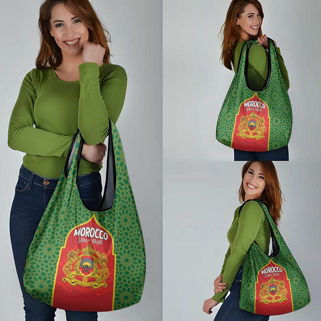 Personalized Morocco Throne Day Grocery Bag King Lion Coat Of Arms