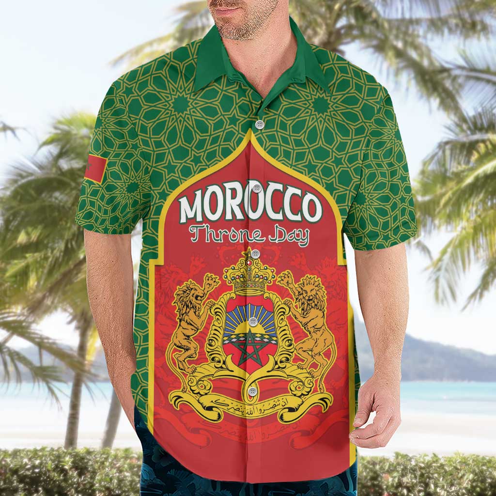 Personalized Morocco Throne Day Hawaiian Shirt King Lion Coat Of Arms