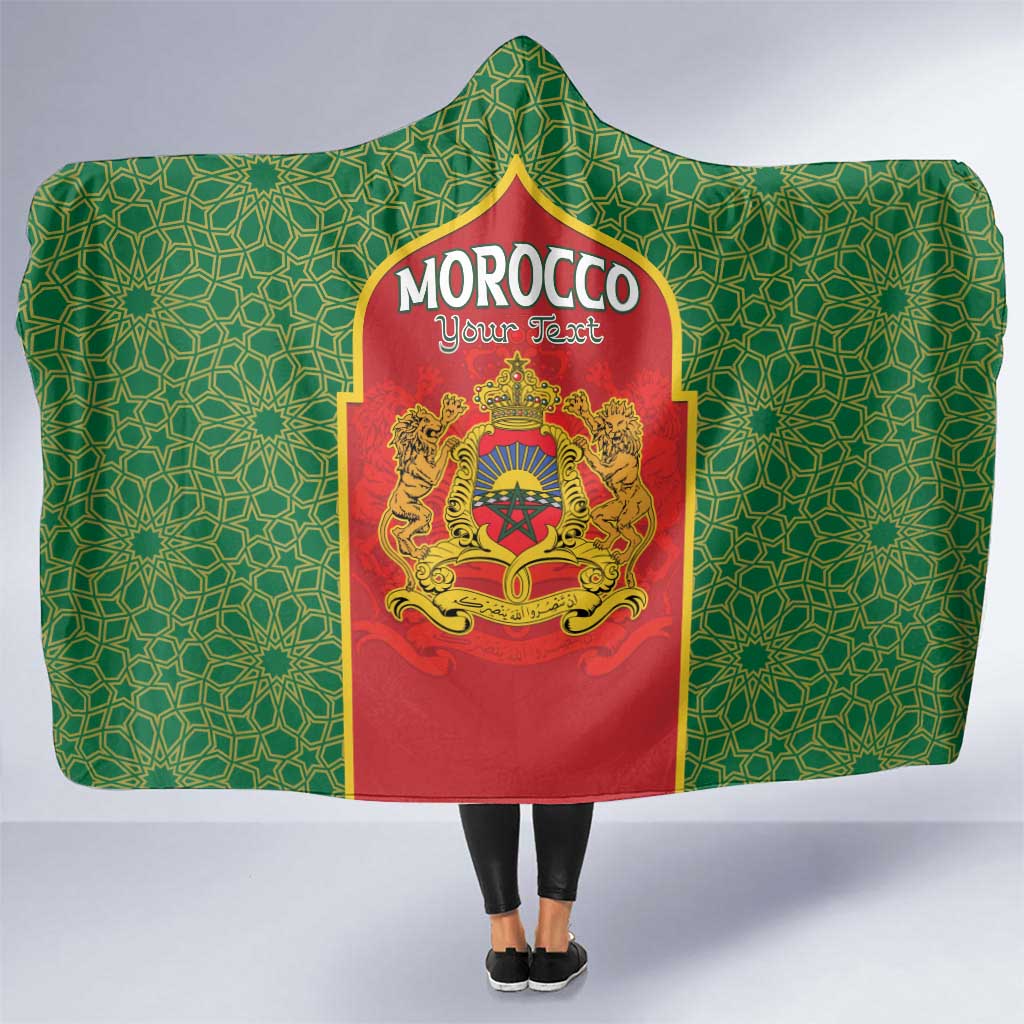 Personalized Morocco Throne Day Hooded Blanket King Lion Coat Of Arms