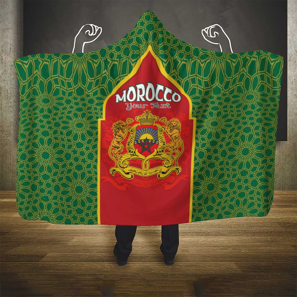 Personalized Morocco Throne Day Hooded Blanket King Lion Coat Of Arms