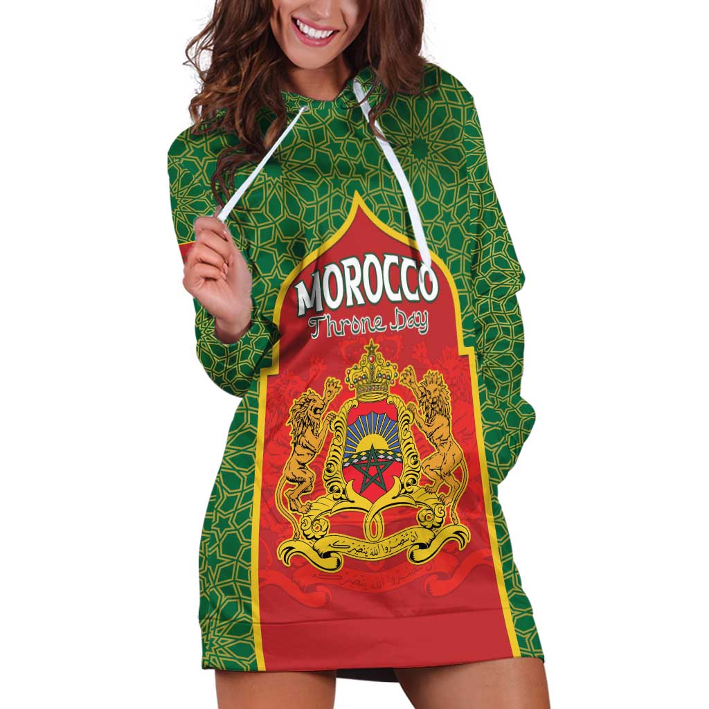 Personalized Morocco Throne Day Hoodie Dress King Lion Coat Of Arms