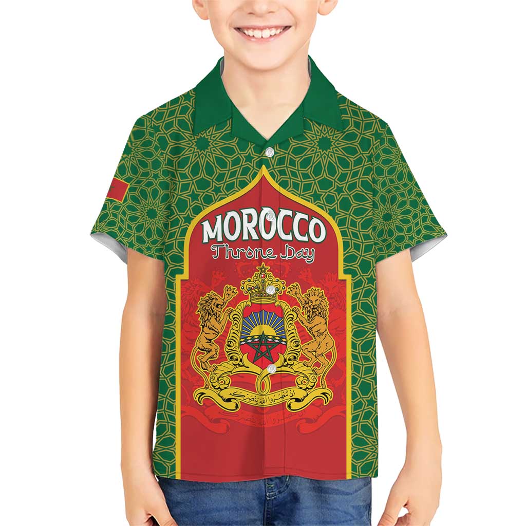 Personalized Morocco Throne Day Kid Hawaiian Shirt King Lion Coat Of Arms
