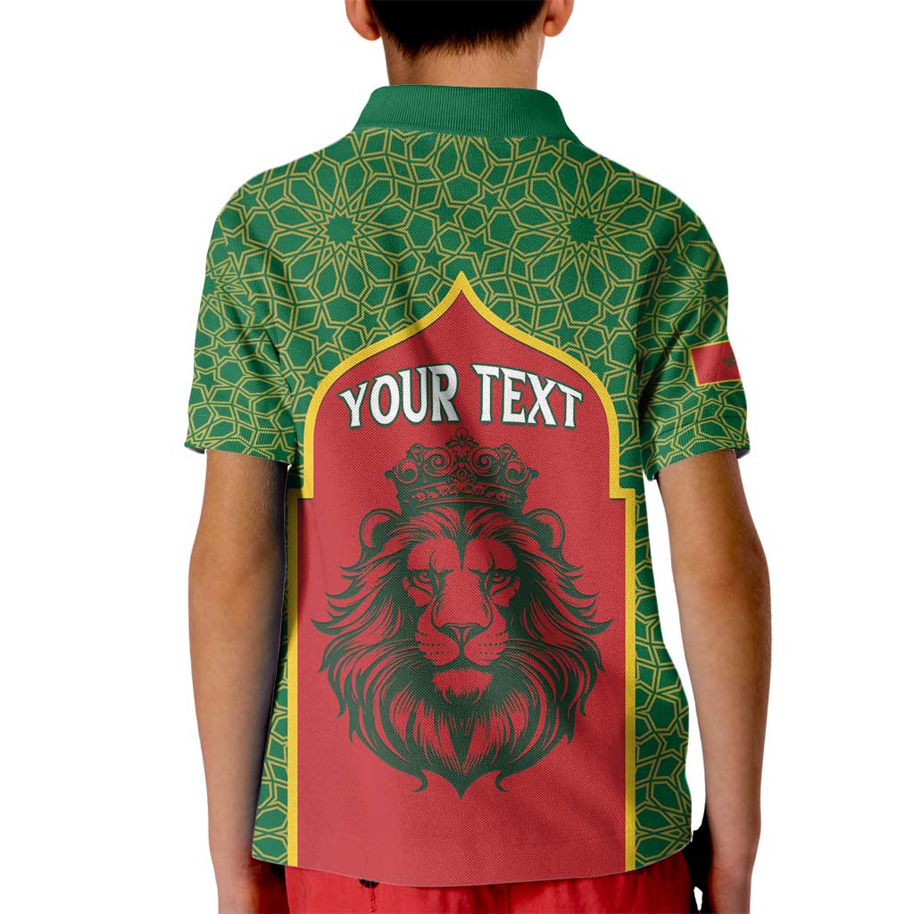 Personalized Morocco Throne Day Kid Polo Shirt King Lion Coat Of Arms