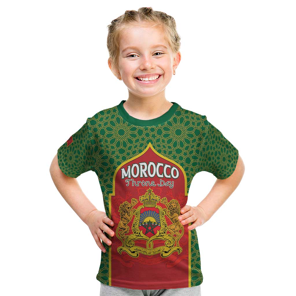 Personalized Morocco Throne Day Kid T Shirt King Lion Coat Of Arms