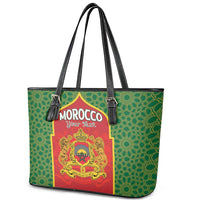 Personalized Morocco Throne Day Leather Tote Bag King Lion Coat Of Arms