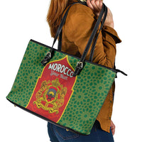 Personalized Morocco Throne Day Leather Tote Bag King Lion Coat Of Arms