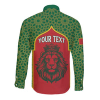 Personalized Morocco Throne Day Long Sleeve Button Shirt King Lion Coat Of Arms