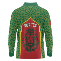 Personalized Morocco Throne Day Long Sleeve Polo Shirt King Lion Coat Of Arms
