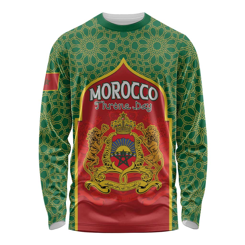 Personalized Morocco Throne Day Long Sleeve Shirt King Lion Coat Of Arms