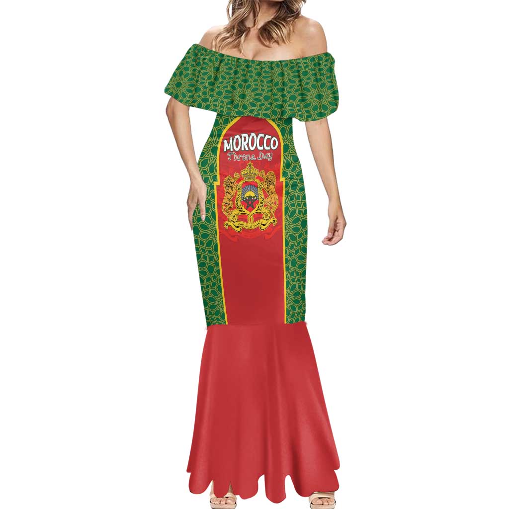 Personalized Morocco Throne Day Mermaid Dress King Lion Coat Of Arms