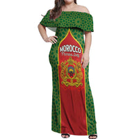 Personalized Morocco Throne Day Off Shoulder Maxi Dress King Lion Coat Of Arms