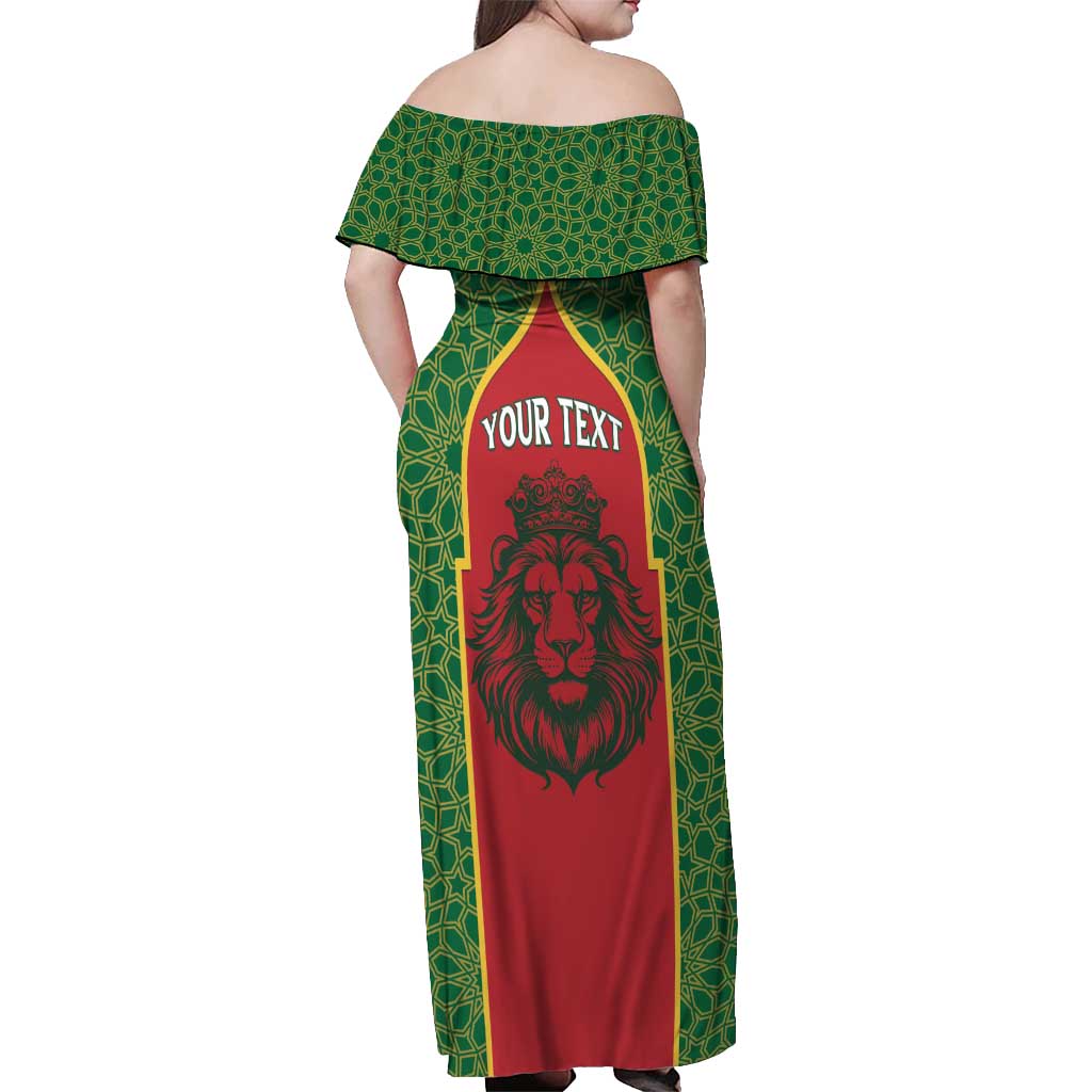 Personalized Morocco Throne Day Off Shoulder Maxi Dress King Lion Coat Of Arms