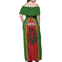 Personalized Morocco Throne Day Off Shoulder Maxi Dress King Lion Coat Of Arms