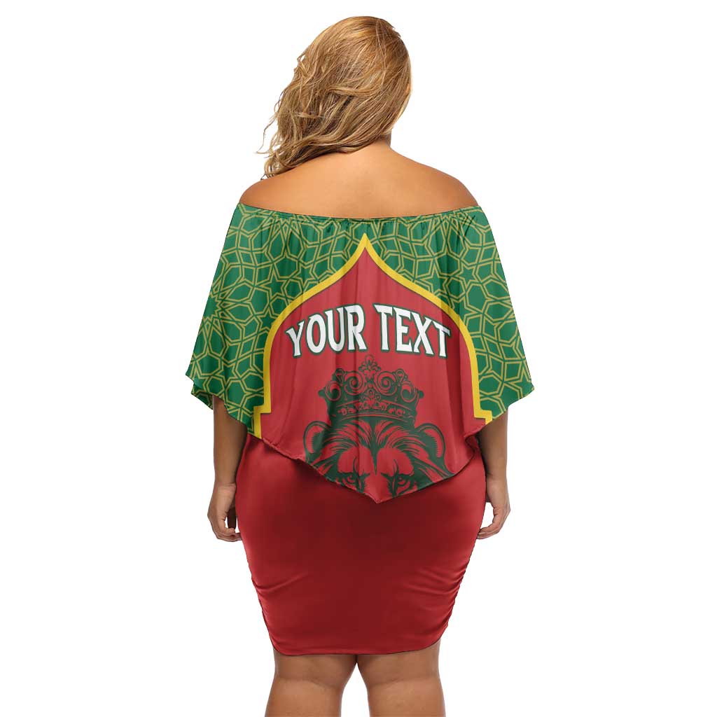 Personalized Morocco Throne Day Off Shoulder Short Dress King Lion Coat Of Arms