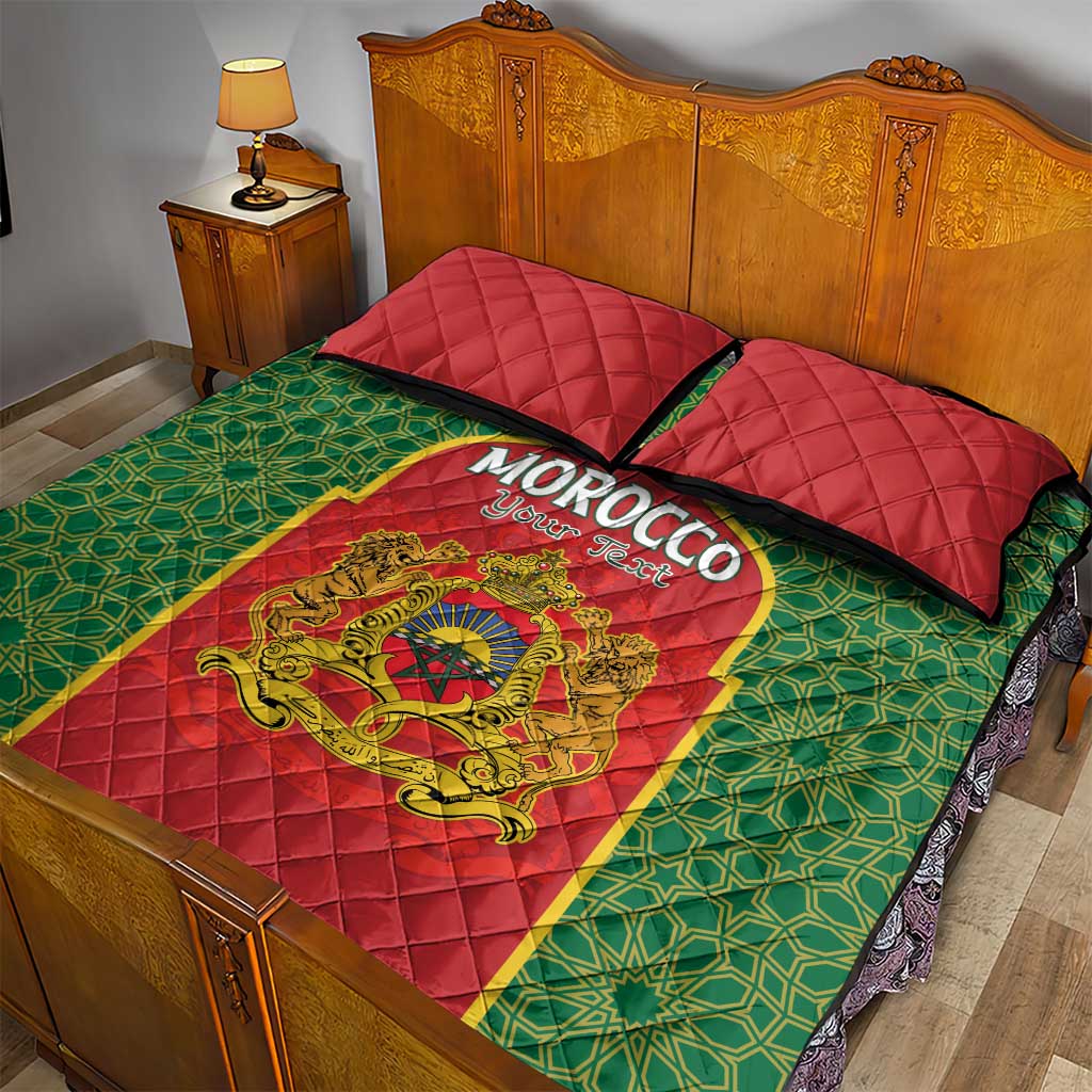 Personalized Morocco Throne Day Quilt Bed Set King Lion Coat Of Arms