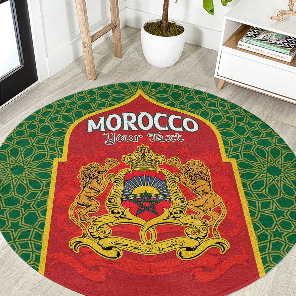 Personalized Morocco Throne Day Round Carpet King Lion Coat Of Arms