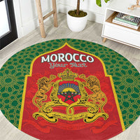 Personalized Morocco Throne Day Round Carpet King Lion Coat Of Arms