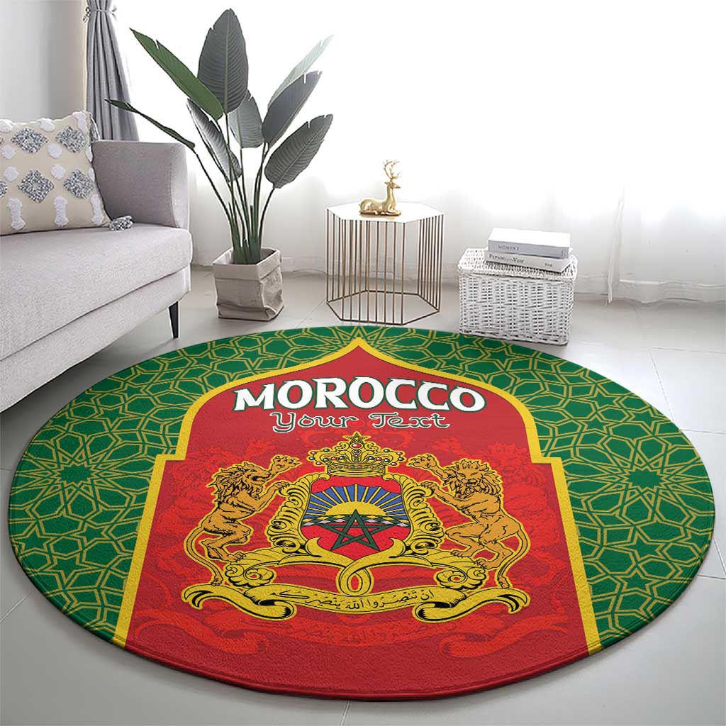 Personalized Morocco Throne Day Round Carpet King Lion Coat Of Arms